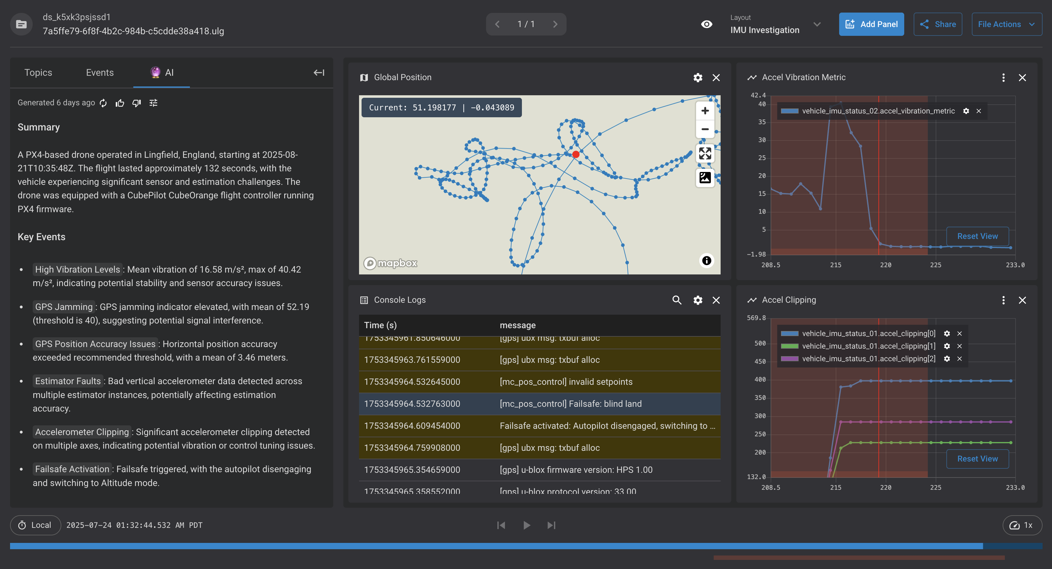 PX4 log AI summary visualization